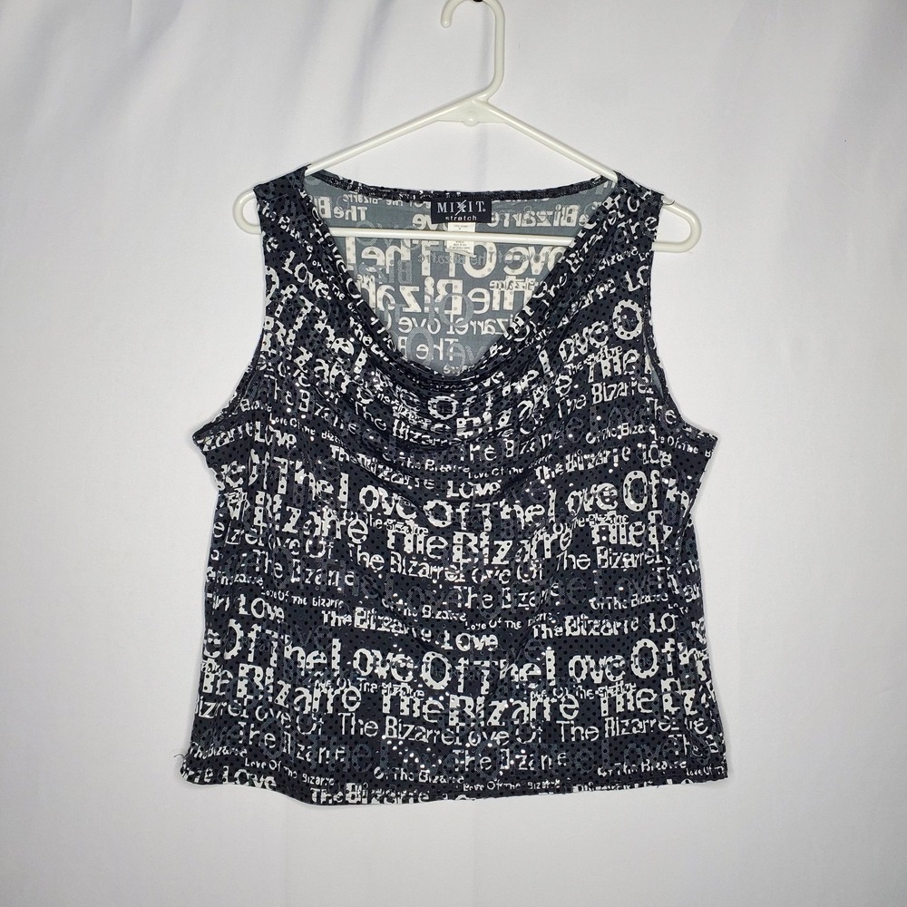 Mixit Vtg Sequin Cowl Tank Top Women Large 90s Y2K Going Party Bratz Baddie Love